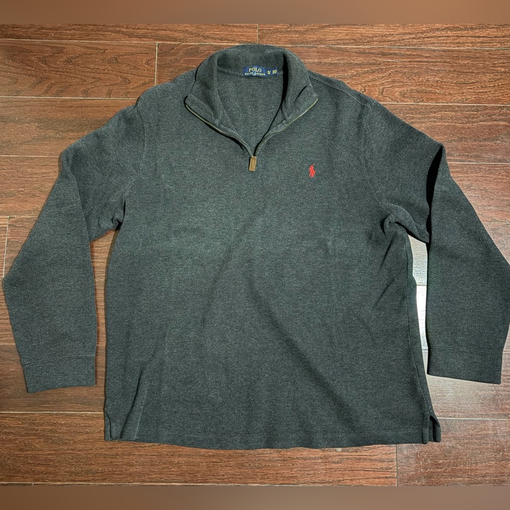 0010-Ralph Lauren Charcoal Quarter-Zip Sweater